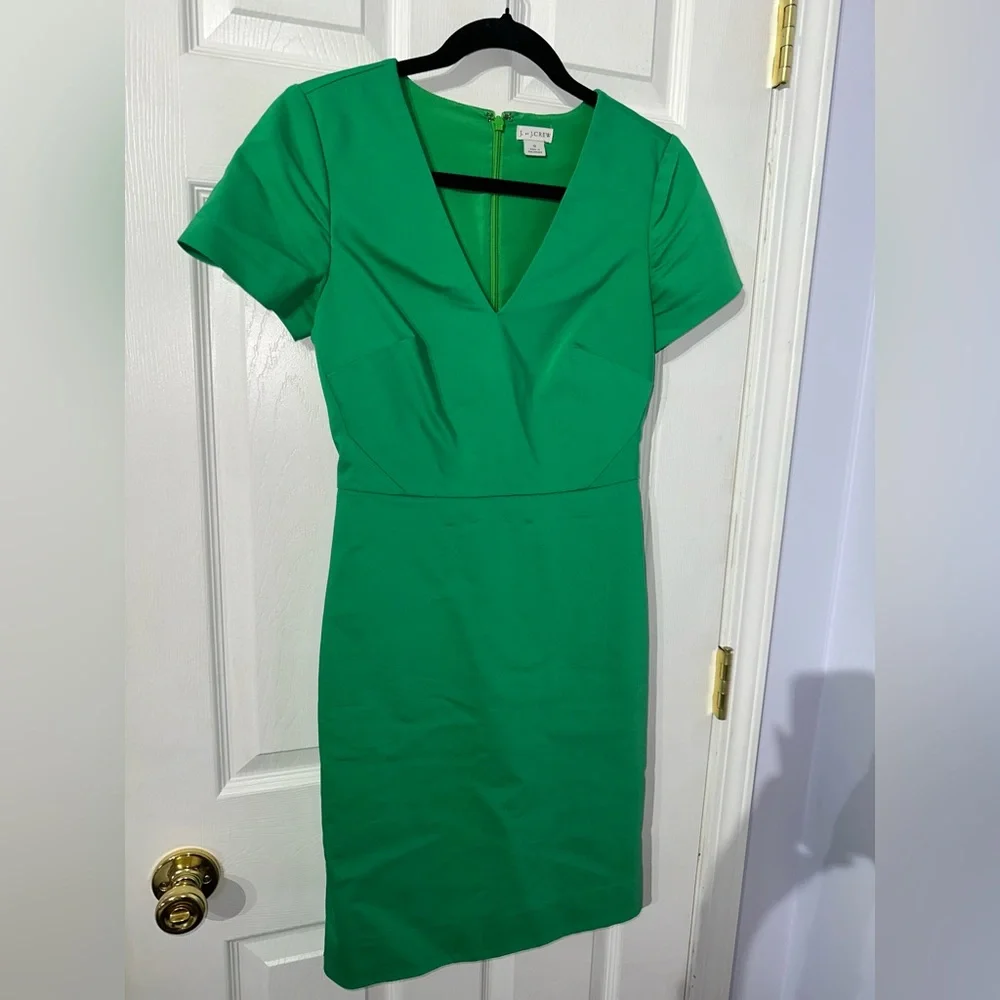 J. Crew Green Elegant Short Sleeve Dress size 0 - Picture 9 of 16